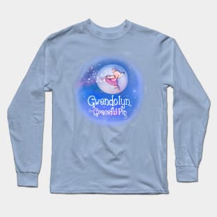 Gwendolyn the Graceful Pig in Blue Long Sleeve T-Shirt